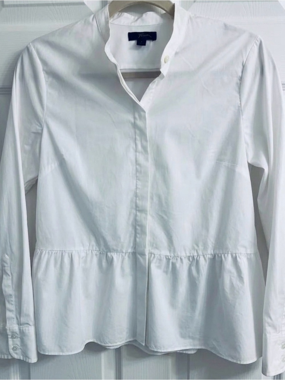 J.Crew Crisp White Peplum Stretch Button-Up Shirt in Women’s Size Small US 4
